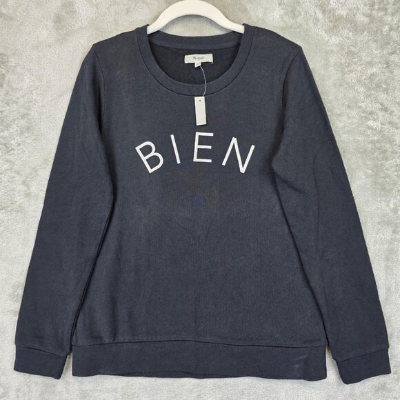 Madewell Sweatshirt Womens Small Black Bien Fait Crewneck Pullover French 05812 - Picture 1 of 12